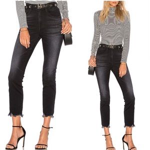 3x1 NYC Revolve Black Shake Straight Leg High Rise Frayed Hems Size 28